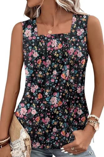KISSMODA Womens Boho Tops for Summer Sleeveless Tanks Loose Fit Casual Blouse Daily Shirts for Leggings (S-3XL)