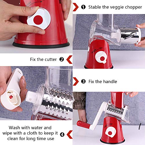 image for BR JUNKER Manual Rotary Cheese Grater - Round Mandoline Slicer with St