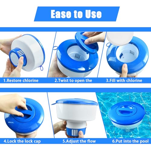 Miniatura 4 de Lqtslfm Dosificador Cloro Piscina Flotante, Dispensador Cloro Piscina, Flotador Cloro Piscina, Dispensador Quimico Piscina, Dispensador De Cloro Para Piscinas, Spas,Jacuzzis Y Parques Acuáticos B