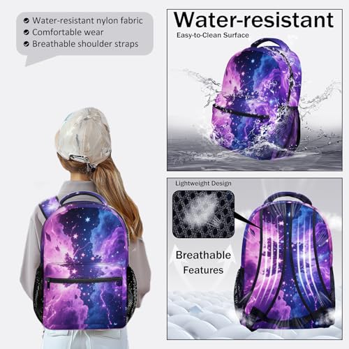 Kids Backpack With Lunch Box, Lightweight School 3 Set, Boys Girls Starry Sky Schoolbag, Children Teens Elementary Middle School Christmas2