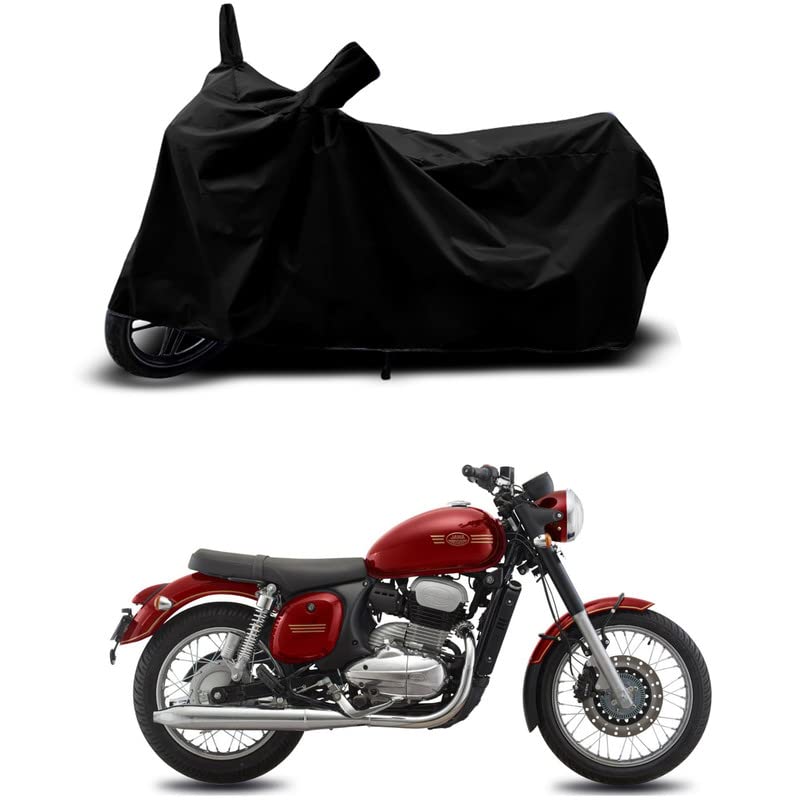 Image of 100% Scratchproof /UV-Rays /Heat Protection /Birds Dropping /Water Resistant /Dust Proof /Waterproof /Bike Scooty Two Wheeler Body Cover Compatible for Jawa Forty Two Comet All Varients[Black]