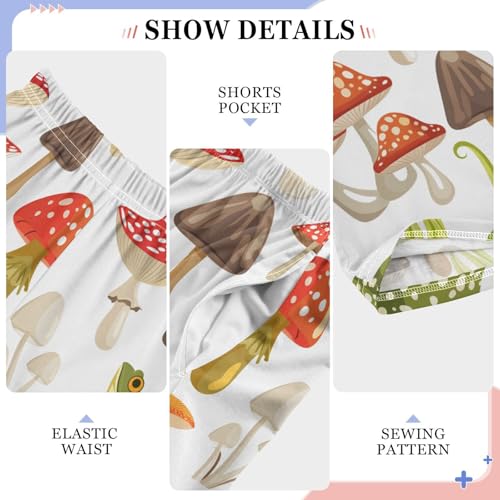 ZZXXB Frog Mushroom Print Boys Long Pants Soft Trousers Elastic Waist Kids Lounge Bottoms with Pockets S-XL4