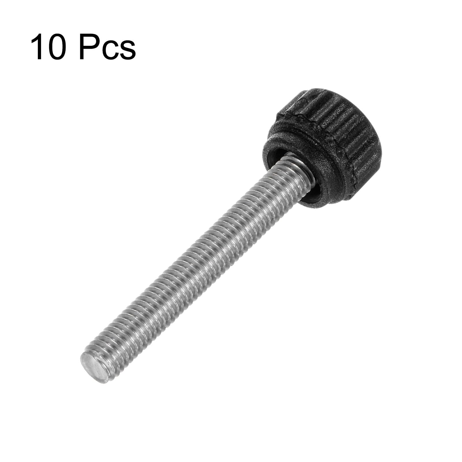 QUARKZMAN 10 sztuk radełkowanych guzików napinających śruby na kciuk M5 x 35 mm metryczny gwint zewnętrzny 13 mm matowa głowica z tworzywa sztucznego 304 stal szlachetna Stud gwintowany przycisk