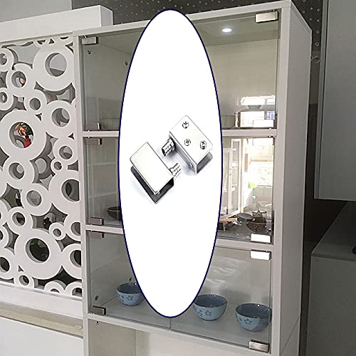 Wenting Glass Door Hinge Glass Door Pivot Hinge For Free Swinging Glass Doors Used For Cabinet Glass Pivot Door Orcupboard Cabinet Glass Doors Polished Chrome Door Hinge(1Pair) (Silver) #TOP2