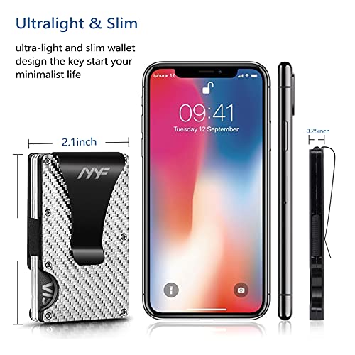 Minimalist Slim Metal Wallet for Men - RFID Blocking Aluminum Metal Credit Card Holder Wallet - Small Stealth Mens Wallets with Cash Strap for 15 Cards and Cash - Gifts for Men Card Wallet Sliver3