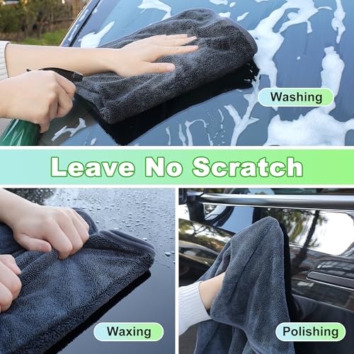 Image of JOYMOOP Microfiber Towels for Cars, 35.4 inch x 23.6 inch Car Drying Towel, Dark Gray Reusable Car Towel, Quick Drying Car Microfiber Cleaning Cloth for RVs, SUVs, Trucks
