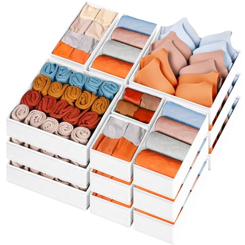 Image of Criusia Drawer Organizer Clothes 15 Pack - Dresser Organizer For Nursery, Bedroom, Closet - Baby Clothes Organizer and Storage & Organization Dividers, College Dorm Room Essentials (White)