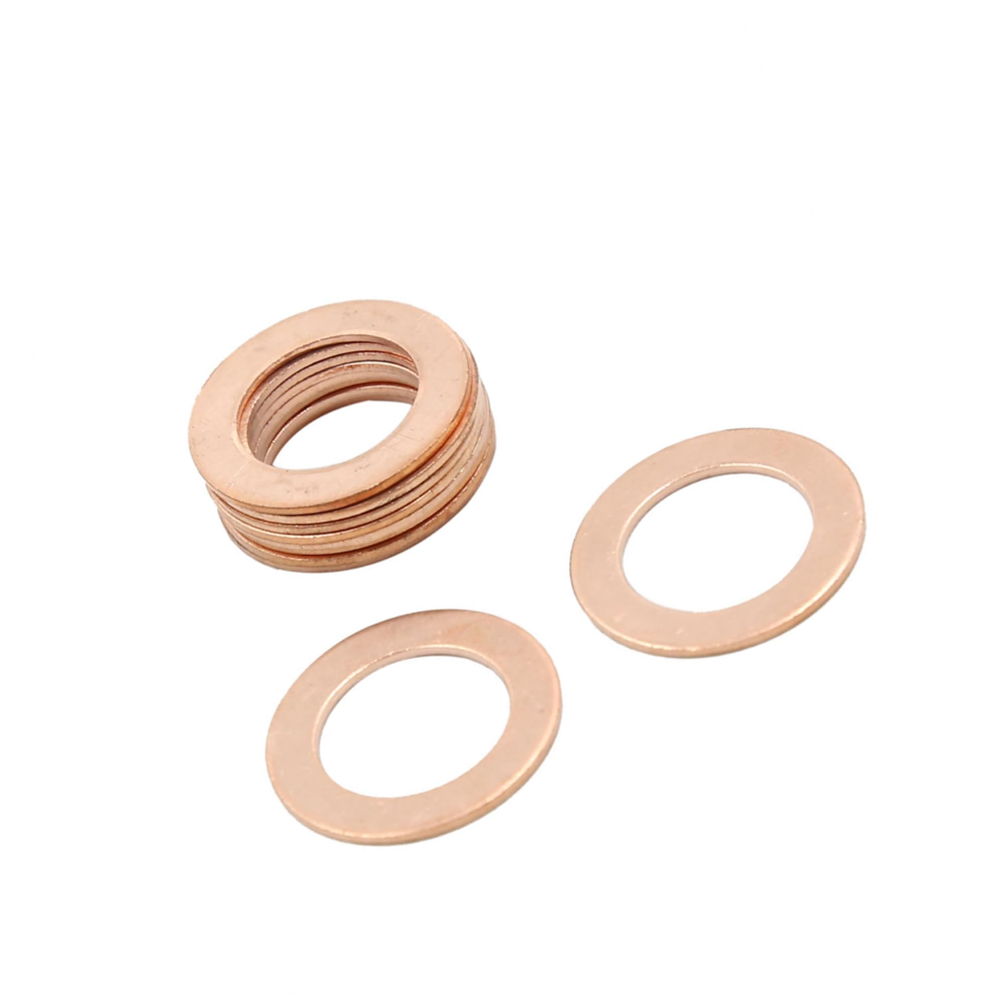 Partuto 15mm Inner Dia Copper Washers Flat Car Sealing Gaskets Rings 10pcs Replacement