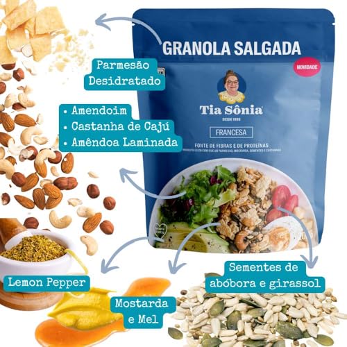 Tia Sônia, Granola Salgada Francesa Parmesão Castanhas 200g Tia Sônia Artesanal Sem Glúten