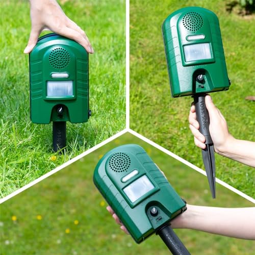 VOSS.sonic 2800 Ultraschall Vertreiber mit Bewegungsmelder & Blitz - Marderschreck, Katzenschreck, Tierschreck, Waschbären inkl. Netzteil und Erdstab