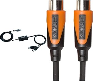 Roland Um-One Mk2 Usb Midi Interface, Usb Bus-Powered, Mac/Pc/Ipad/Apple Ipad Camera Connection Kit Compatible & Rmidi-B3 Black Series Midi Cable. Straight Din Connectors, 3Ft / 1M Length.