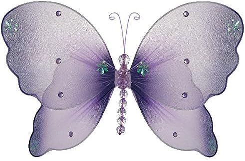 The Butterfly Grove Emily Butterfly Decoration 3D Hanging Mesh Organza Nylon Decor, Purple Wisteria, Small, 5" x 4"