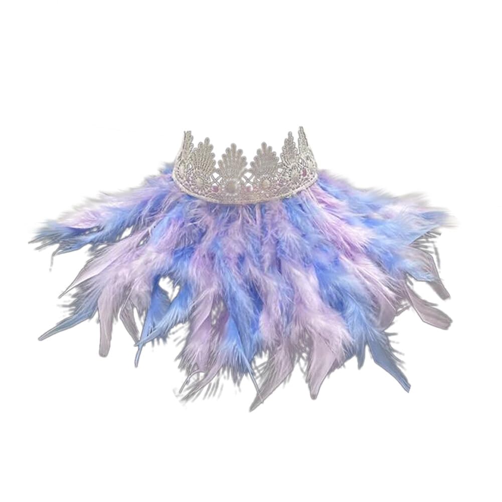 Uposao Feather Collar Shawl Feather Choker Cloak Natural Feather Collar Props For Cosplay Party Performance Model Walk Halloween Ball Feather Collar Shawl Props