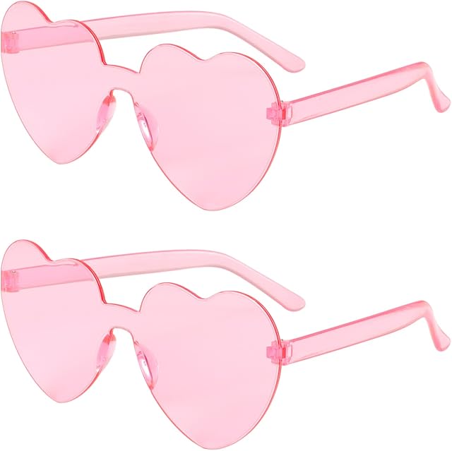 2 Pcs Vintage Heart Glasses, PC Novelty Heart-shaped Sunglasses for Girls Women Beach Party Cosplay