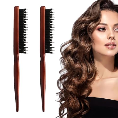 2 pcs brosse à cheveux, peigne en poils de sanglier, peigne en poils, convient pour boucler et coiffer les cheveux (23 * 2.7 * 1.5 cm)