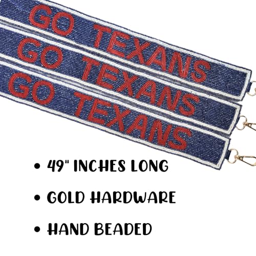 Lashicorn Go Texas Beaded Purse Strap Navy Blue and Red Football 49” Baseball Game Day for Clear Stadium Purse4