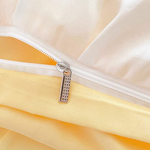 Mengersi Seersucker Duvet Cover Set Twin Size,Ruffle Duvet Cover,Boho Chic Ruffled Seersucker Bedding Sets Lightweight Comforter Cover 2Pcs (No Comforter),Yellow #TOP5