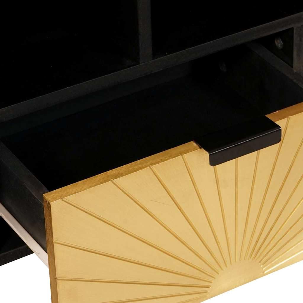 Szafka pod telewizor czarno-złota 100 x 33 x 46 cm drewno inżynieryjne