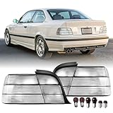 USR 92-99 E36 Coupe Tail Light – Rear Tail Lamps Set (Left + Right) Compatible with 1992-1999 BMW E36 3 Series 2 Door Coupe & Convertible 318/325/328/M3 (OE FROSTED ALL CLEAR LENS with BULBS)