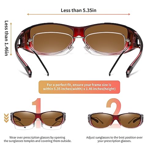 GEGURI Fit Over Glasses Sunglasses for Men Women Polarized, Classic Wrap Around Design Eyewear UV400 Protection3