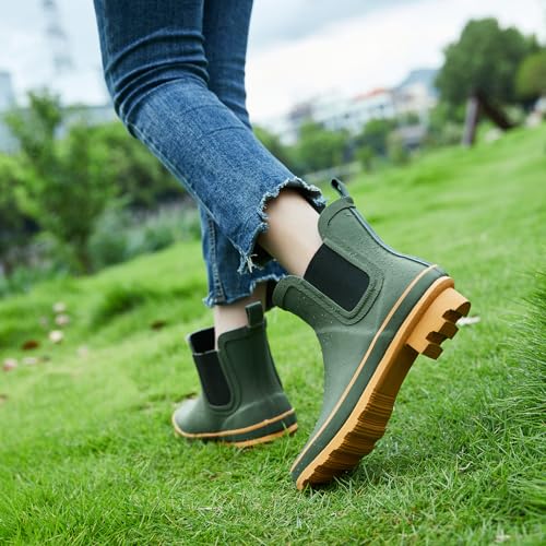 Image of SWIFTFROG Rain Boots for Women - Waterproof Ankle Garden Shoes Anti-Slipping Floral Printed Rainboots for Ladies Stylish Light Ankle Rain Shoes, Women's Rain Footwear