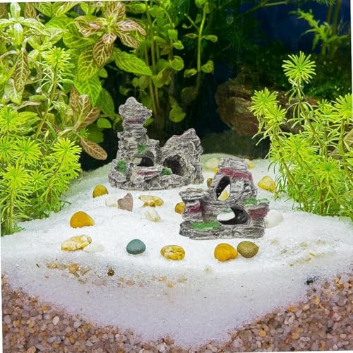 ZHjuju Decoraciones para Acuarios,2PZ Adorno para Acuario con Diseño de Cueva y Arbol Peceras Acuarios Decoracion Ornamento Acuario Flotante de Roca Resina Artificial Ornamento del Acuario Piedras - imagen 6