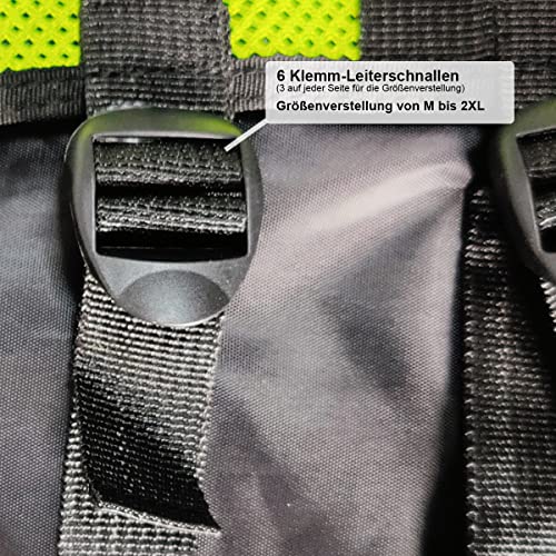 EXPLOSIV Reflektierende Multi-Taschen Security Sicherheitsweste, Größe M-2XL (verstellbar), navy-yellow (Hundeführer)