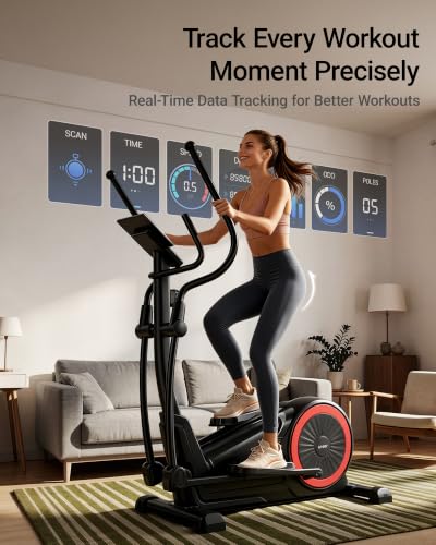 Image of Elliptical Exercise Machine with 15.5''-17'' Stride & Heart Rate Grips,Ultra Silent Magnetic Elliptical Machine for Home with 16 Levels Resistance and LCD Monitor,400 LBS Weight Capacity