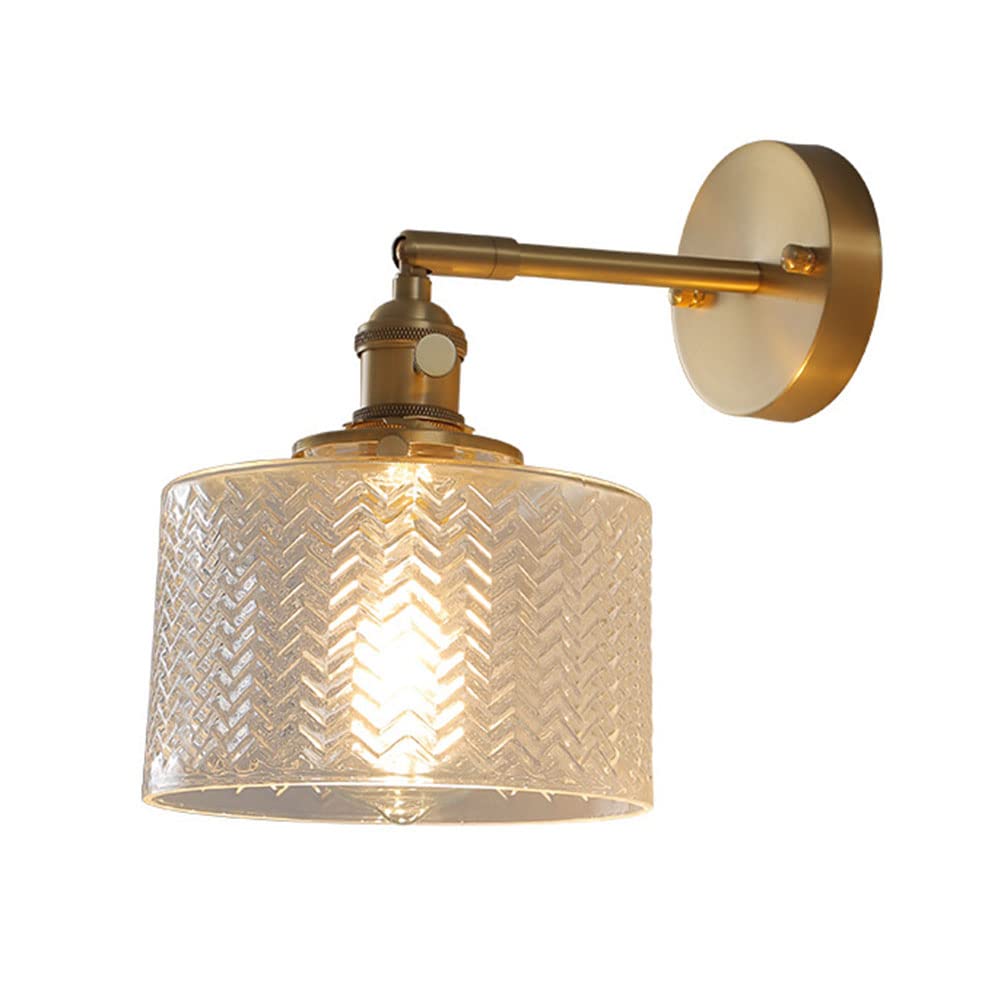 HYJAUSXB Adjustable Wall Sconce, Vintage Glass Lampshade, 1-Light E27 Indoor Lamp for Bedroom, Living Room, Kitchen, Loft, Bathroom