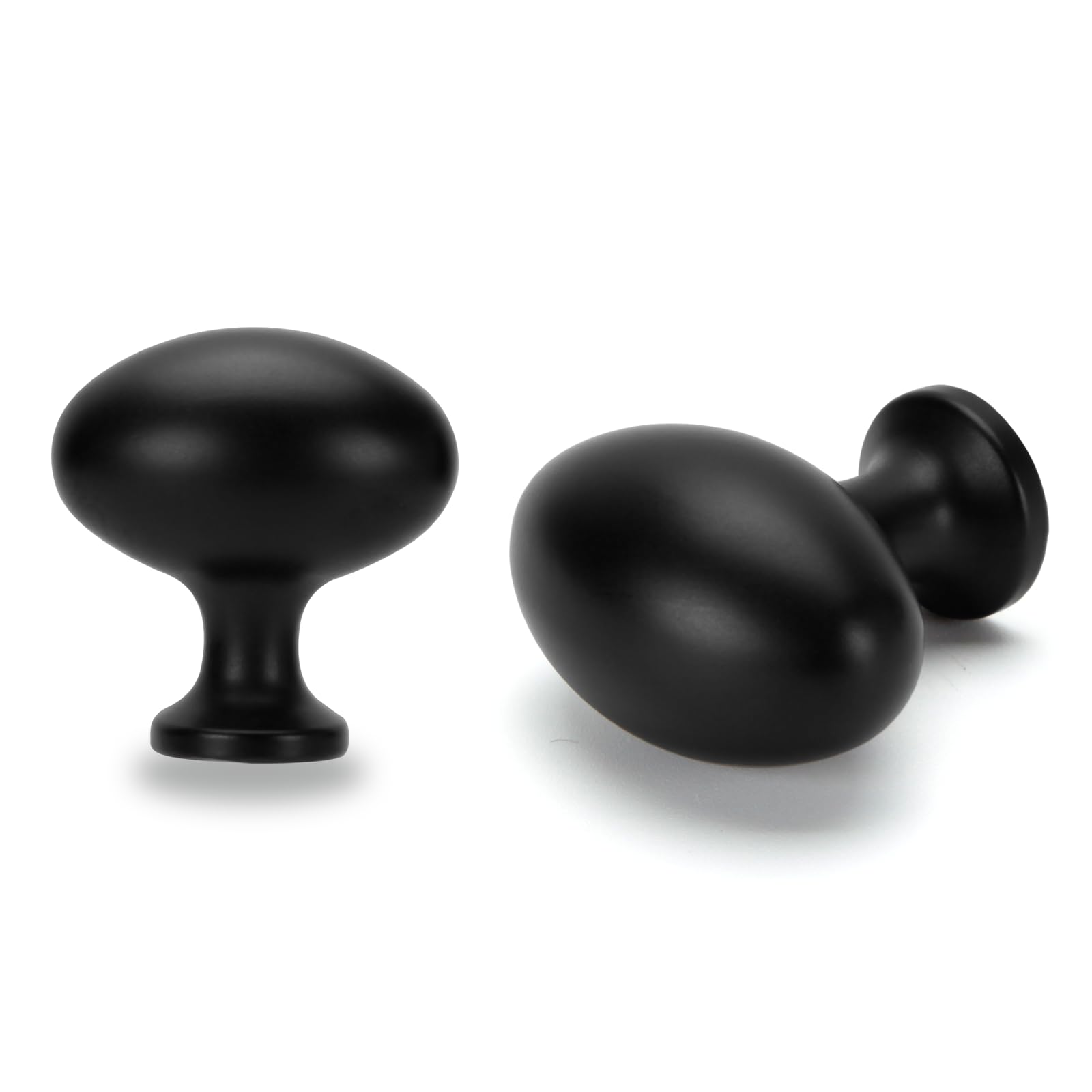Riverockod 2 Pack Oval Polished Chrome Cabinet Knobs Matte Black Dresser Knobs 1.35Inch(35MM) Antique Brass Furniture knobs for Bathroom Kitchen Cabinets Bedroom Cabinet Pull. (Matte Black)