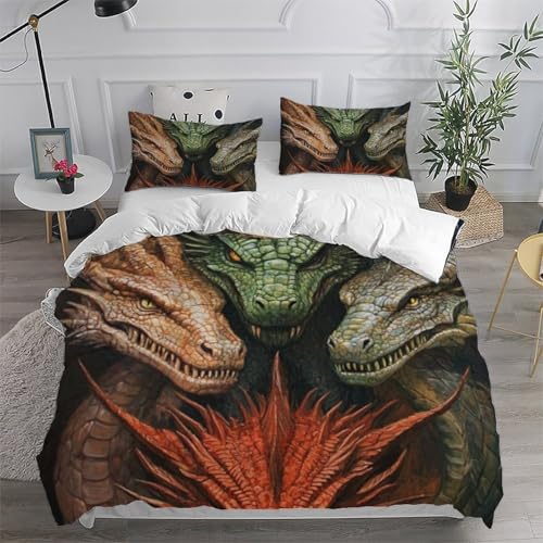 Housse de couette dragon imprimé 3D relief réaliste parure microfibre 200x200cm