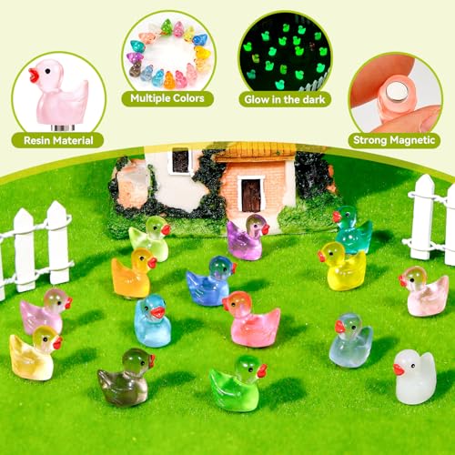 24 imanes decorativos de pato luminosos de resina mini miniatura 3