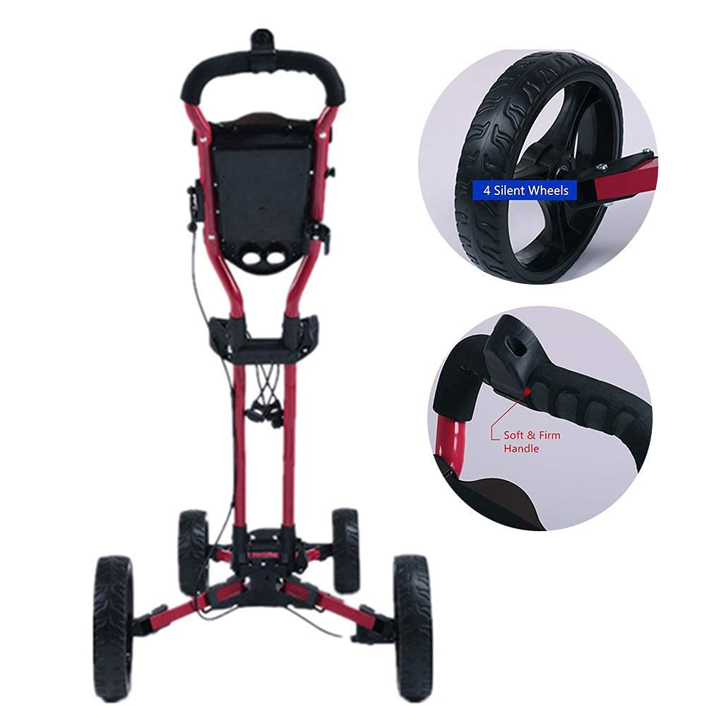 Buy Golf Push Pull Cart with 4Wheels Trolley Two Step Open/Close with