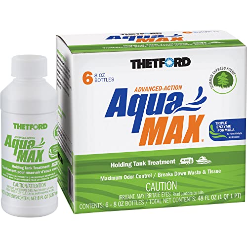 Thetford AquaMAX Summer Cypress Scent RV Holding Tank Treatment, Formaldehyde Free, Waste Digester, Septic Tank Safe, 6 Pack 8oz Bottles (96689) #1