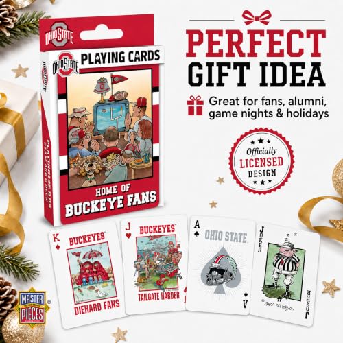 Image of Masterpieces Ohio State Buckeyes Fan Deck Playing Cards - 54 Card Deck - Premium Quality Educational and Fun Activity for Kids and Families - Great Gift Idea for Holidays Birthdays