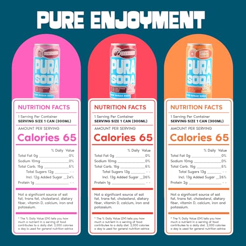 Image of PuraSoda Sundowner Sensation Variety Pack - C & L, Pomegranate, L & E 24 pk | Real Fruit Extract, Non-Gmo Vegan, No Stevia Or Artificial Sweeteners