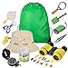 kizplays Fernglas für Kinder, Draussen Forscherset für Kinder 25 Stück Spielzeug mit Bug Catcher Pinzette Insect Viewer Kompass Lupe Schmetterlingsnetz für Kinder Camping Wandern und Abenteuer