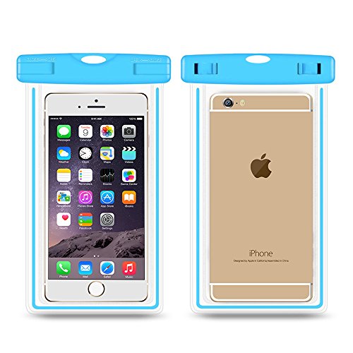 Noahoo Universal Fluorescent Waterproof Case Bag for Outdoor Activities - Waterproof Life Pouch / Dry Bag for Apple iPhone 6 plus, 6, 5S, 5C, 5; Galaxy S6, S4, S3; HTC One X, Galaxy Note 5 ?Blue?