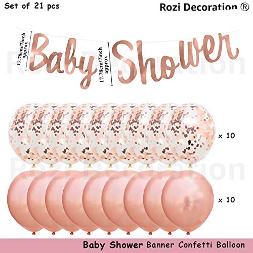 Image of Rozi Decoration Rubber Baby Shower Party Decoration Kit Banner, Balloons, Curtains For Home Decor Maternity, Pregnancy Photo-Shoot - Rose Gold Pack Of 23 Piece