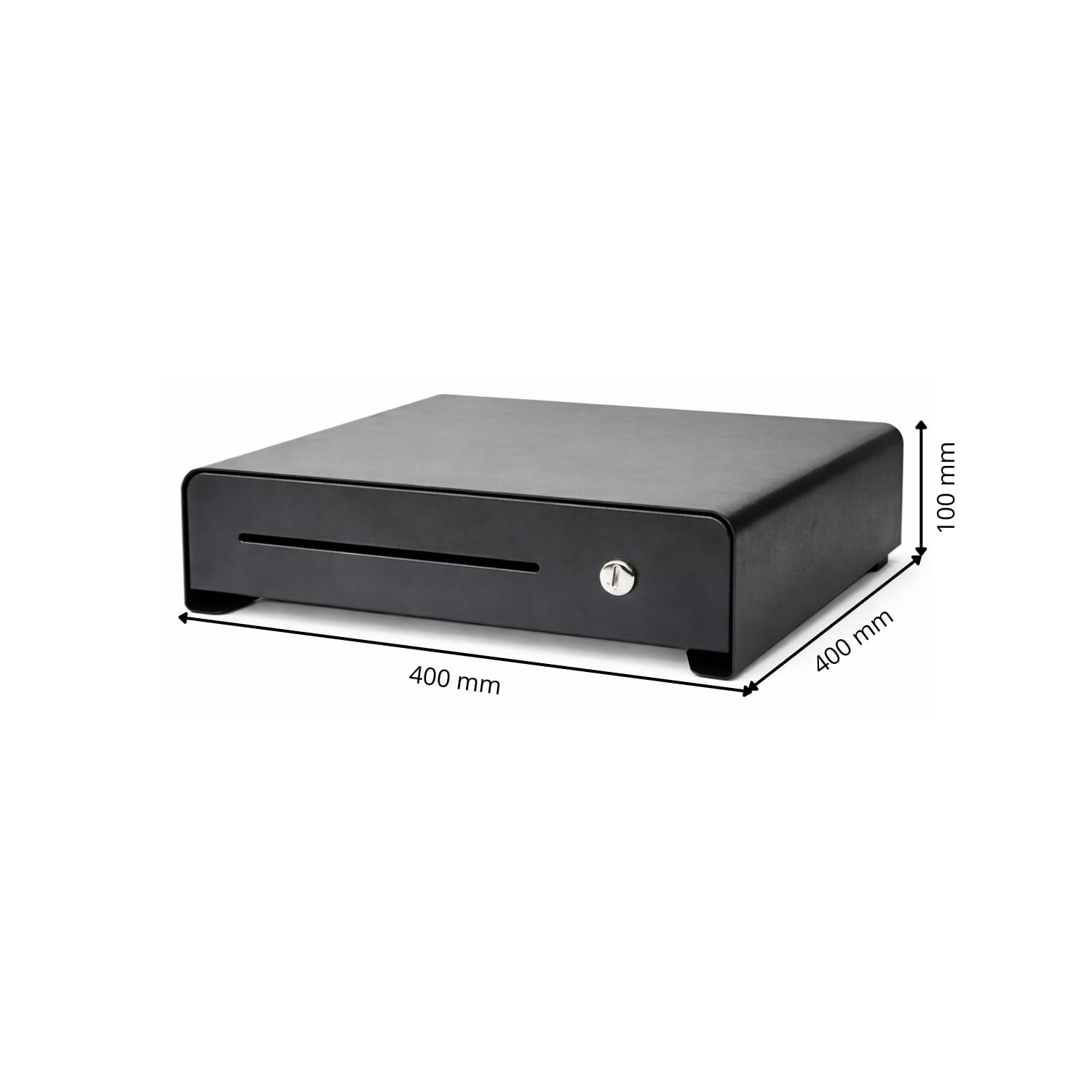 Cassetto per cassa 40 cm per registratore di cassa – 4 scomparti banconote – 8 scomparti pezzi – RJ11/RJ12 – nero