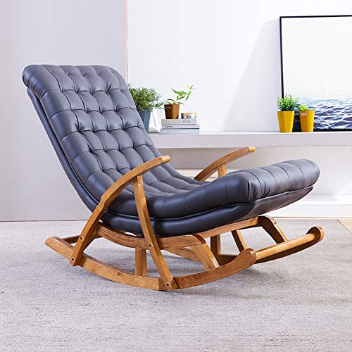 Pig Middle I Relax Rocking Chair Cool and Comfortable Waterproof Leather Fabric Soft Relax Recliner with Footrest for Garden Indoor Outdoor Patio (Color : Gray)
