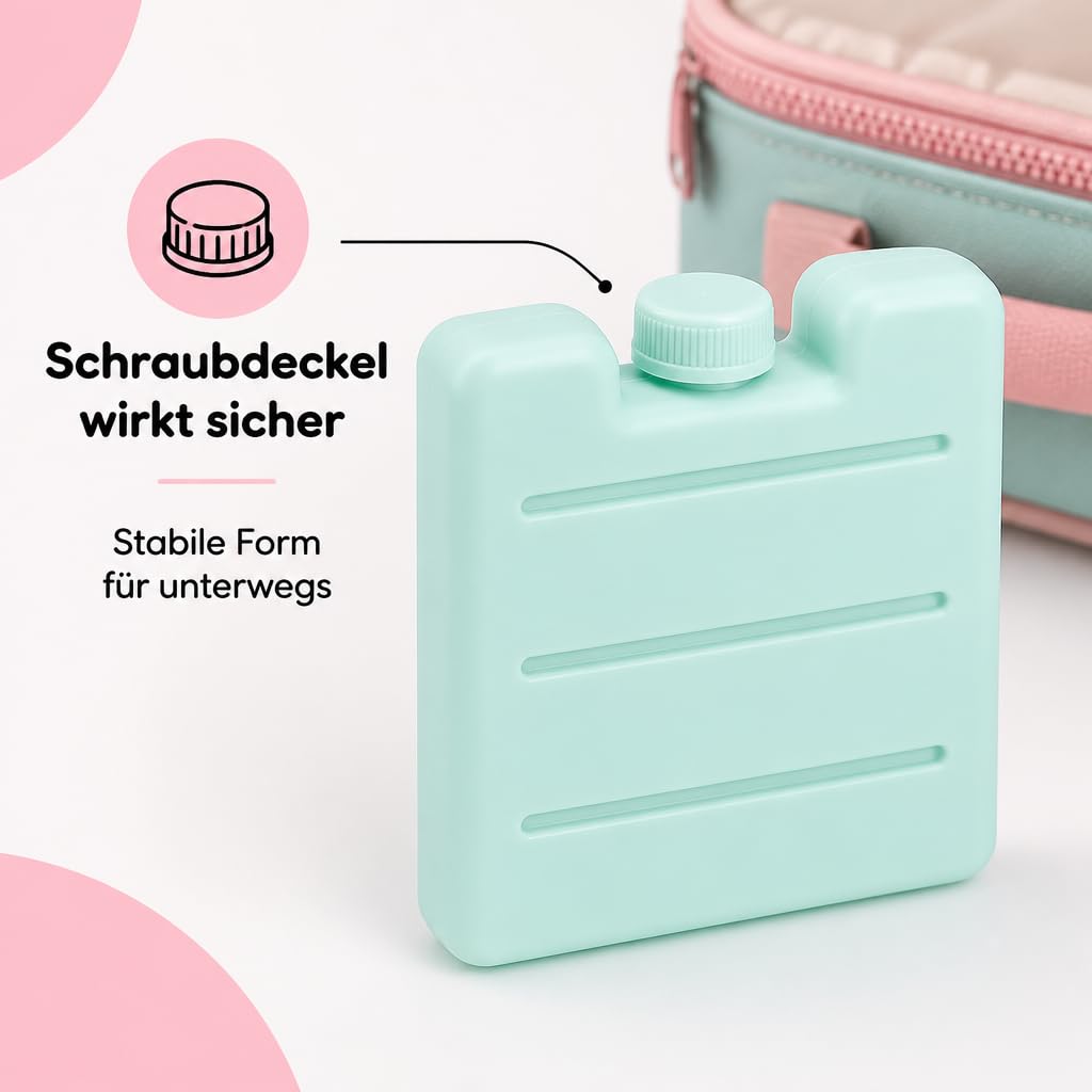 MIJOMA Zestaw mini wkładów chłodzących – elementy chłodzące wielokrotnego użytku do torby chłodzącej, pudełka na lunch, podkładki chłodzące w pastelowych kolorach – nadają się do kontaktu z żywnością
