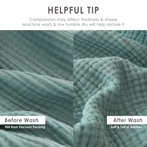 Image of EMME Muslin Blankets for Adults Throw Blanket for Couch Breathable Gauze Soft Lightweight Airy Teal Queen 90 inch x 90 inch