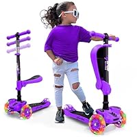 3 Wheeled Scooter for Kids - Stand & Cruise Child/Toddlers Toy Folding Kick Scooters w/Adjustable Height, Anti-Slip Deck, Flashing Wheel Lights, for Boys/Girls 2-12 Year Old