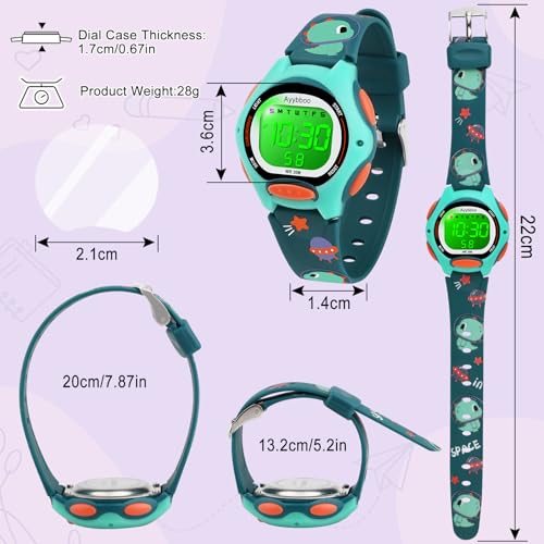 Kids Digital Watches for Girls Boys, 7 Color Lights Waterproof Cute Wristwatches for Kids with Alarm Stopwatch, Great Present for Girls Boys Ages 5-13 Cartoon Blue4