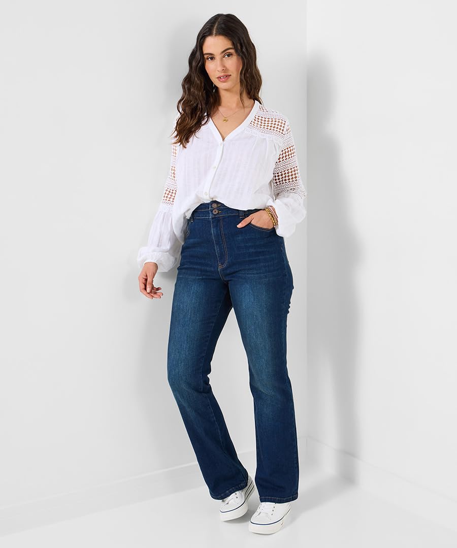 Joe Browns Camicetta da Donna in Misto Lino con Texture, Bianco, 50
