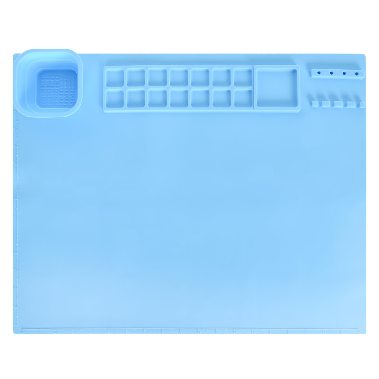 Tappetino per Pittura in Silicone, Tappetino Silicone per Fai Da Te Blu 51 x 40,6 cm, Tappetino con Tazza Antiaderente Resistente per Fai Da Te, Pittura, Colata di Resina, Resina Epossidica