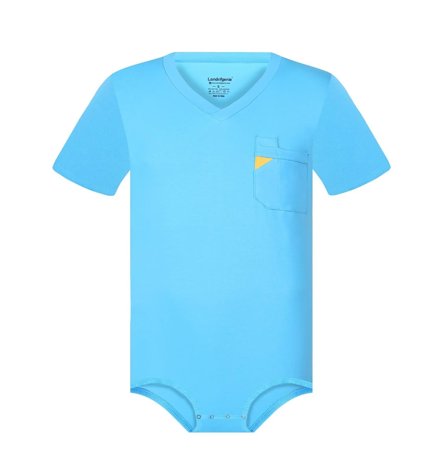Landofgenie Męska piżama bawełniana z dekoltem V Męskie Bodysuit Romper