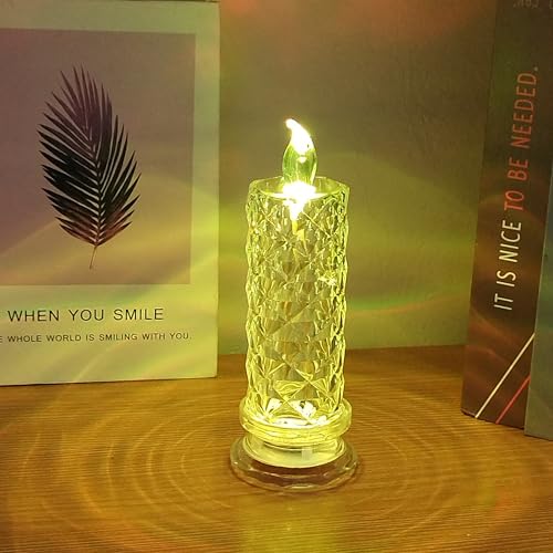 Image of Rechargeable Rose Shadow LED Flameless Candles with Remote | adjustable brightness touch