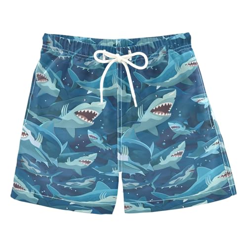 ALAZA Shark Ocean Blue Boys Quick Dry Beach Board Shorts Kids Swim Trunks Bathing Suit Swimsuit 3T